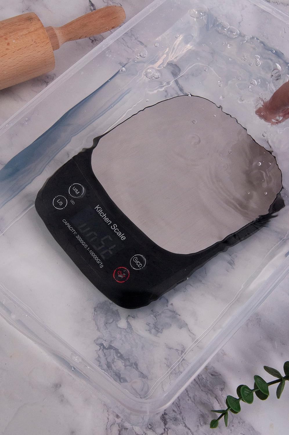 Waterproof Food Kitchen Scale 22lb Digital Scale Weight Grams and Oz, Washable, USB Rechargeable, 304 Stainless Steel, 0.1oz/0.5g Precise Graduation, 5 Units for Baking and Cooking