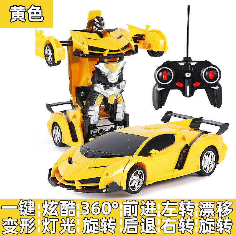 One-Key Transformation Remote Control Car - RC Police Car Model, Rechargeable Sports Car Toy for Boys, Remote Control Car