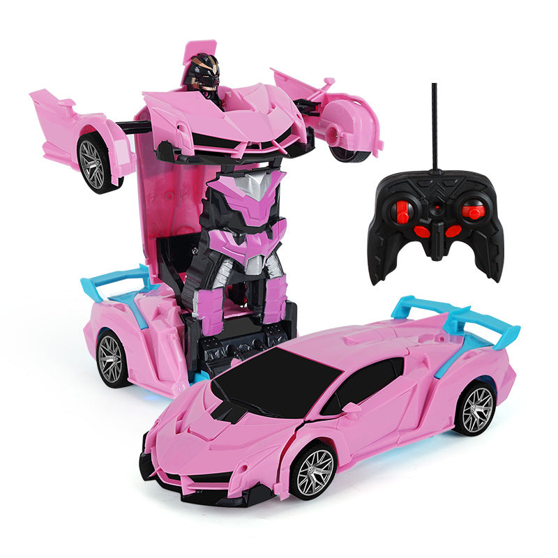 One-Key Transformation Remote Control Car - RC Police Car Model, Rechargeable Sports Car Toy for Boys, Remote Control Car