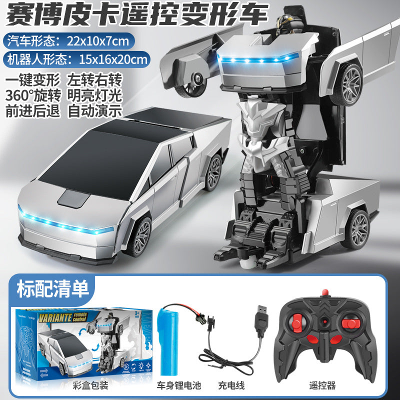 One-Key Transformation Remote Control Car - RC Police Car Model, Rechargeable Sports Car Toy for Boys, Remote Control Car