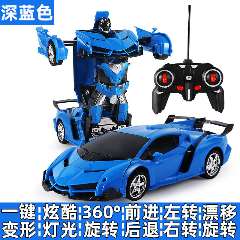 One-Key Transformation Remote Control Car - RC Police Car Model, Rechargeable Sports Car Toy for Boys, Remote Control Car