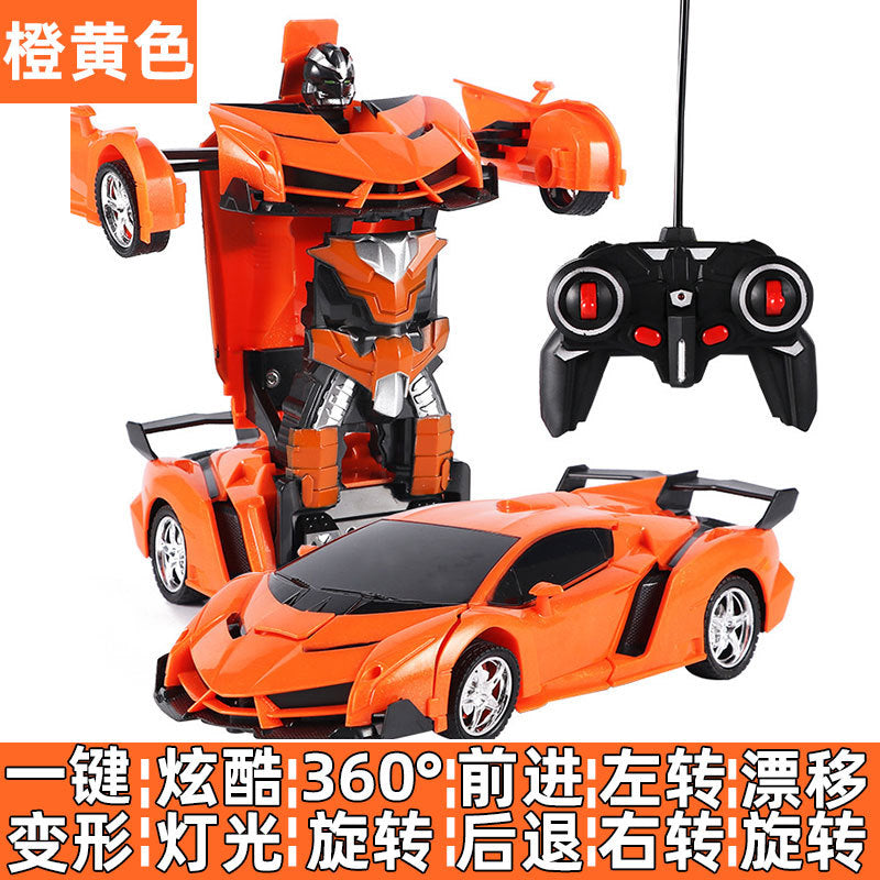 One-Key Transformation Remote Control Car - RC Police Car Model, Rechargeable Sports Car Toy for Boys, Remote Control Car