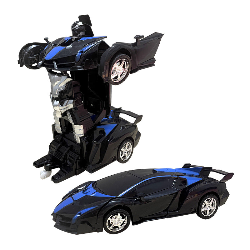One-Key Transformation Remote Control Car - RC Police Car Model, Rechargeable Sports Car Toy for Boys, Remote Control Car