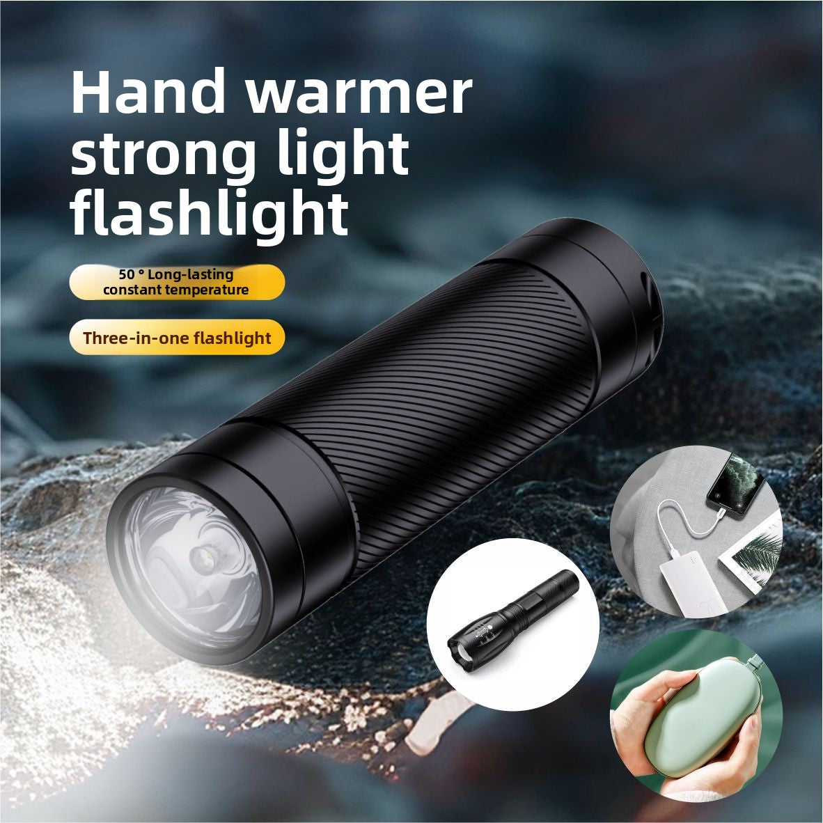 2-in-1 Flashlight & Hand Warmer - An ultra-bright, long-lasting, and portable outdoor light with a built-in heating function