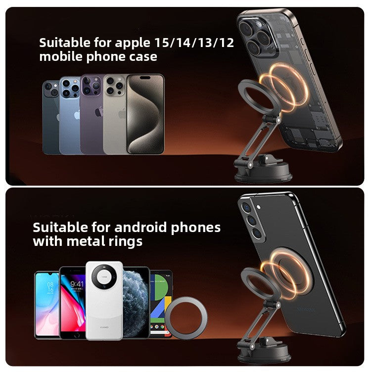 New Suction Cup Magnetic Phone Holder for Car, Universal Multi-functional Dashboard Mount for Center Console Navigation