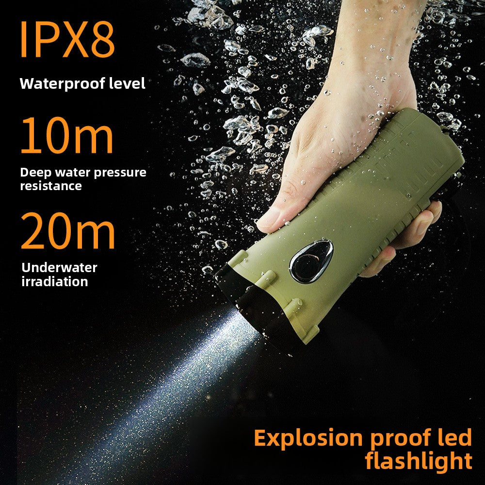 Hand-Crank Emergency LED Flashlight with Radio, Loud Alarm, Strong Light, Explosion-Proof and Waterproof for Outdoor Use