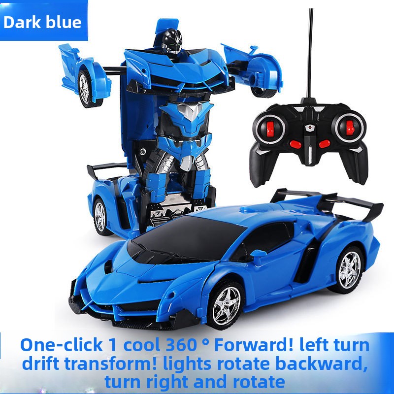 One-Key Transformation Remote Control Car - RC Police Car Model, Rechargeable Sports Car Toy for Boys, Remote Control Car