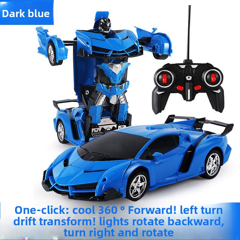 One-Key Transformation Remote Control Car - RC Police Car Model, Rechargeable Sports Car Toy for Boys, Remote Control Car