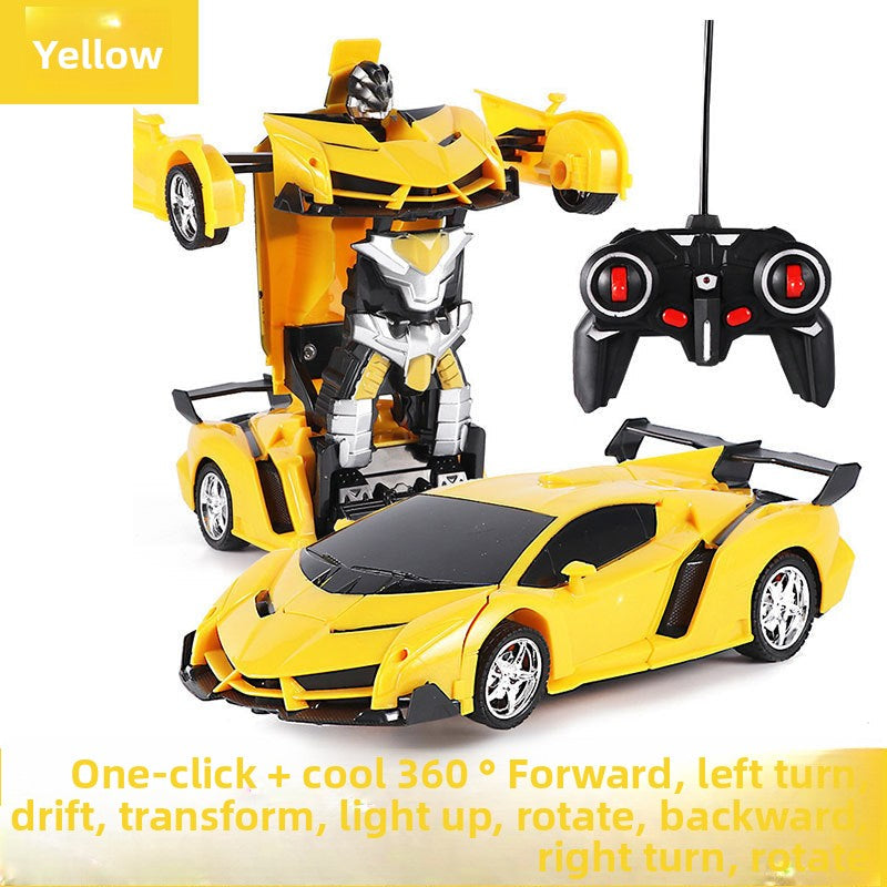 One-Key Transformation Remote Control Car - RC Police Car Model, Rechargeable Sports Car Toy for Boys, Remote Control Car
