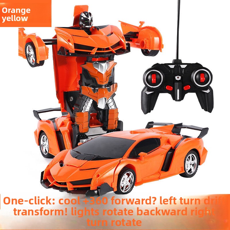 One-Key Transformation Remote Control Car - RC Police Car Model, Rechargeable Sports Car Toy for Boys, Remote Control Car