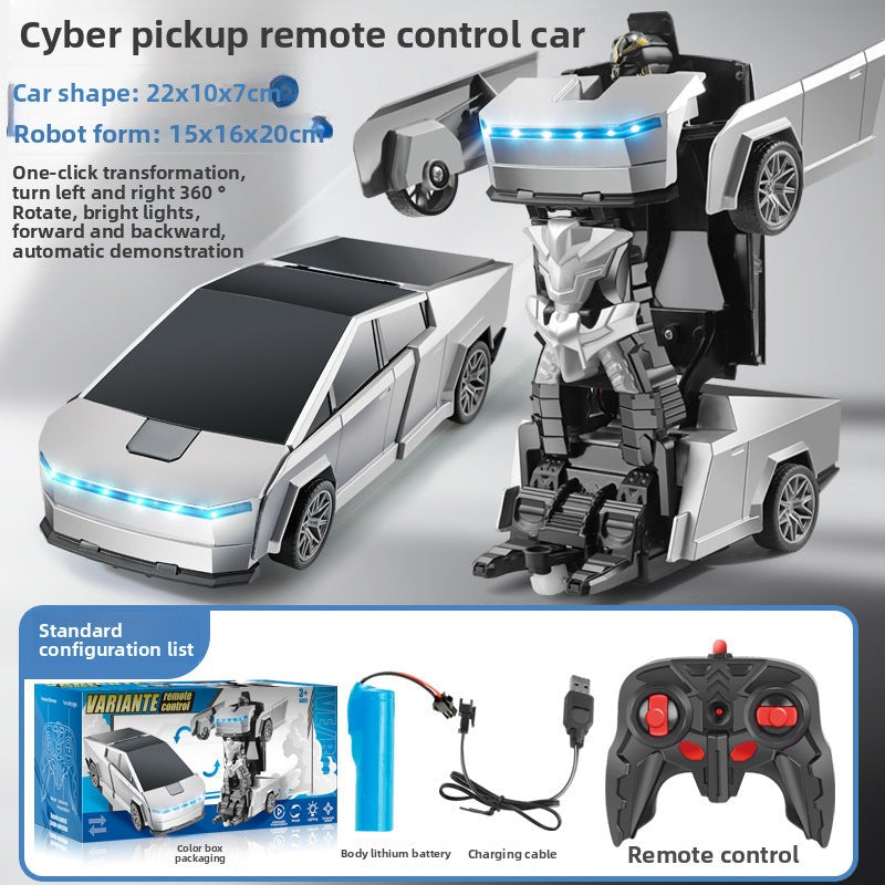 One-Key Transformation Remote Control Car - RC Police Car Model, Rechargeable Sports Car Toy for Boys, Remote Control Car